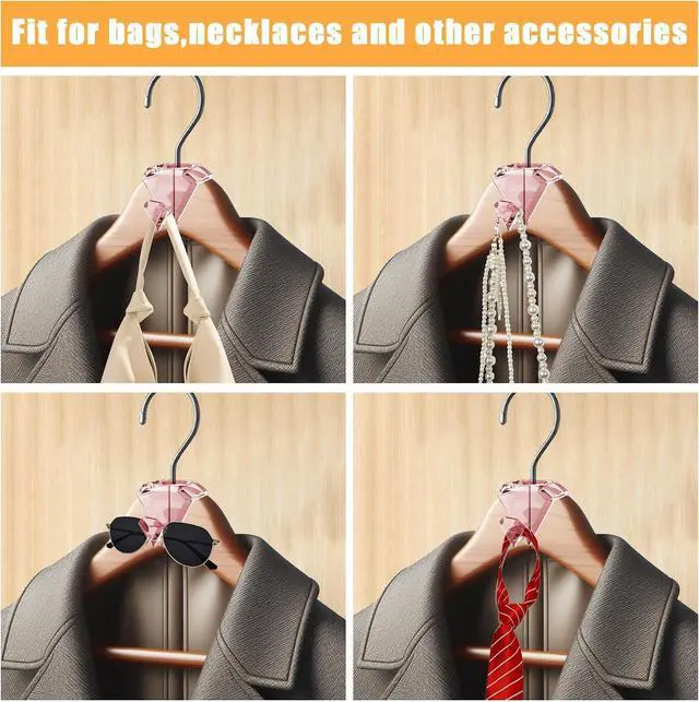 Alt view image 7 of 7 - SLMT Space Saving Hanger Hooks 30 Pack, Clear Clothes Hanger Connector Hooks, Dorm Room Essentials, Closet Organizers and Storage (Pink)