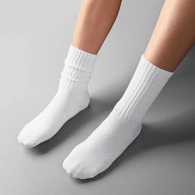 Alt view image 2 of 6 - Womens Scrunch Crew Socks: Retro Solid Slouch Mid Calf Socks | Cotton Casual Athletic Socks