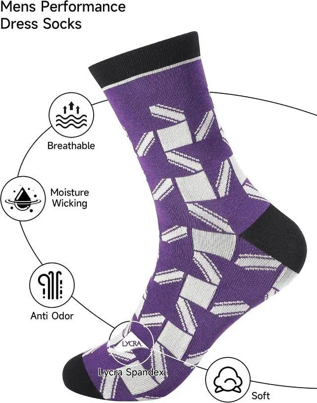Alt view image 4 of 7 - Forony Dress Socks for Men Colorful for Dress Casual Formal Groomsmen Wedding, One Pair