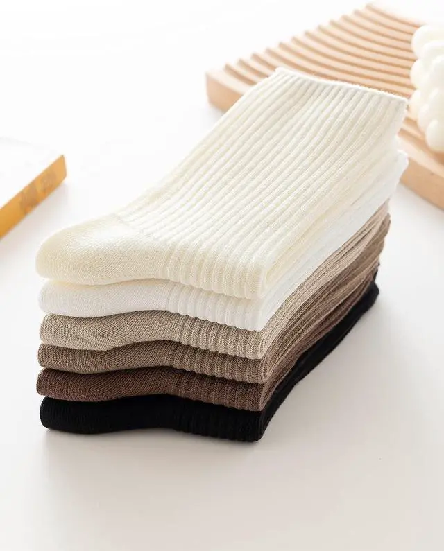 Alt view image 4 of 7 - Womens Cute Crew Socks Casual Aesthetic Neutral Cotton Socks Granola Girls