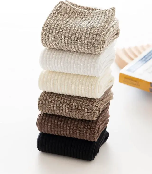 Alt view image 3 of 7 - Womens Cute Crew Socks Casual Aesthetic Neutral Cotton Socks Granola Girls