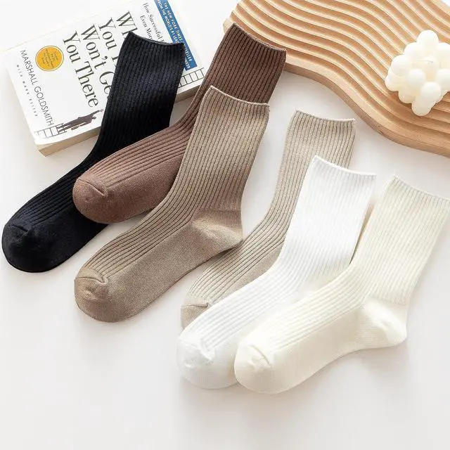 Alt view image 2 of 7 - Womens Cute Crew Socks Casual Aesthetic Neutral Cotton Socks Granola Girls