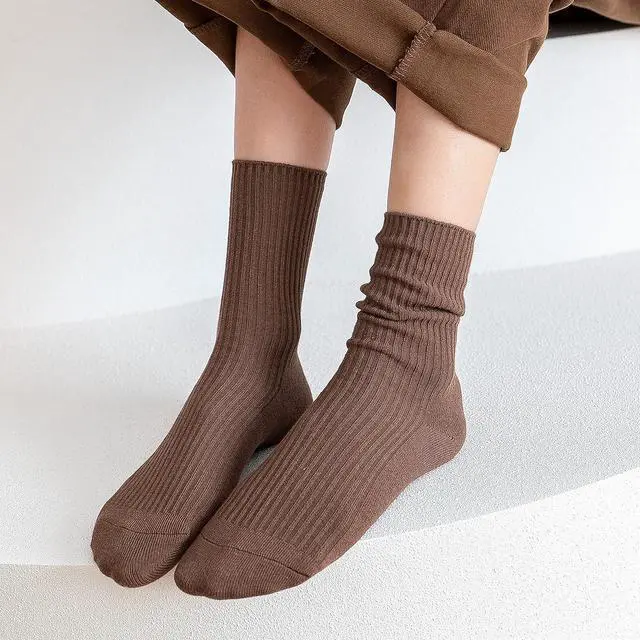 Alt view image 5 of 7 - Womens Cute Crew Socks Casual Aesthetic Neutral Cotton Socks Granola Girls