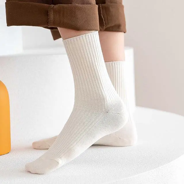 Alt view image 6 of 7 - Womens Cute Crew Socks Casual Aesthetic Neutral Cotton Socks Granola Girls