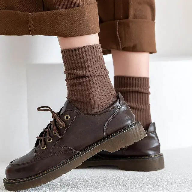 Alt view image 7 of 7 - Womens Cute Crew Socks Casual Aesthetic Neutral Cotton Socks Granola Girls