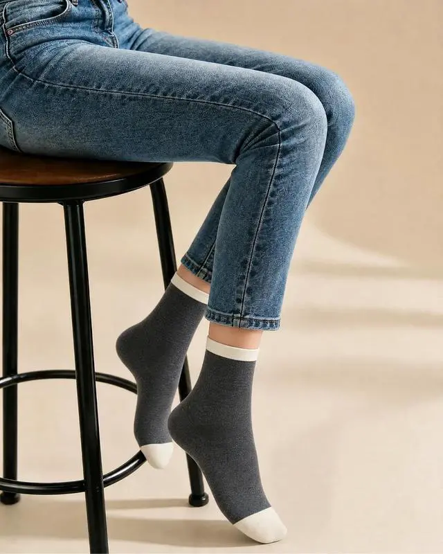 Alt view image 2 of 6 - 6 Pairs Crew Socks for Women, Soft Cute Funny Cotton Socks | Gentle Blend Fabric, Elastic Cuff, Tough Stuff, Tight Weave, Modern Novelty, Playful Striped, Dot Motifs, Casual Daliy Wear