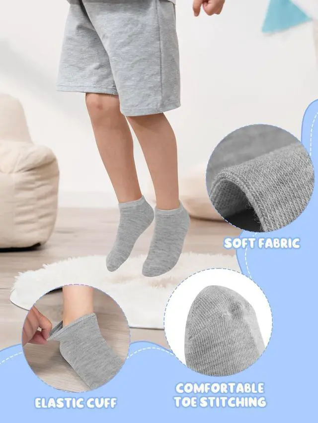 Alt view image 5 of 7 - Cooraby 15 Pack Kids' Half Cushion Low Cut Athletic Ankle Socks Boys Girls Ankle Socks