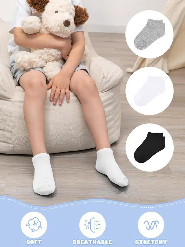 Alt view image 6 of 7 - Cooraby 15 Pack Kids' Half Cushion Low Cut Athletic Ankle Socks Boys Girls Ankle Socks