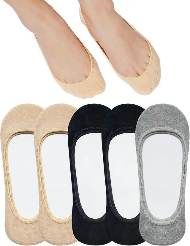 Main image of SIXDAYSOX No Show Socks Women for Flats, Non Slip Invisible Low Cut Socks | 4-8 Pack Ultra Low Cut Socks for Ballet flats , Footies Socks for Women with Grips, Breathable Cotton Socks Size 5-8/9-11