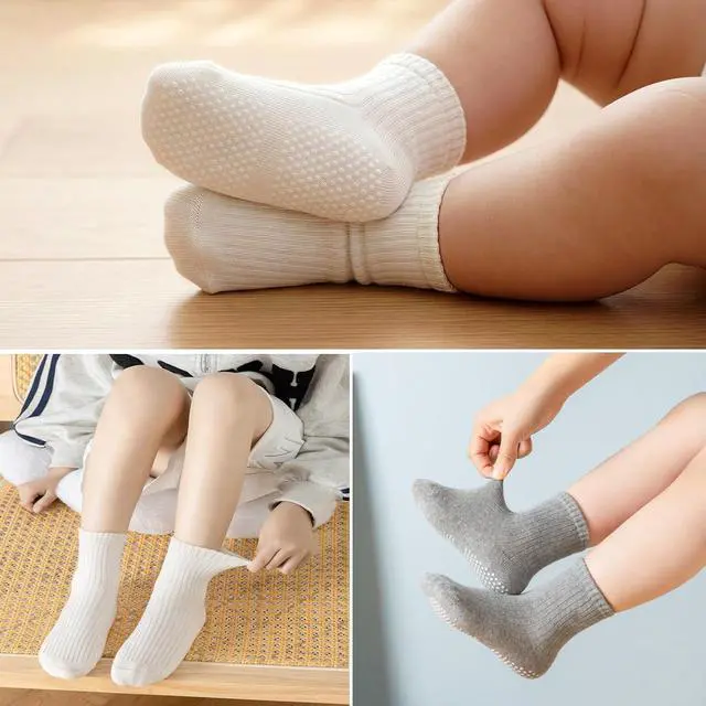 Alt view image 2 of 7 - Toddler Grip Socks Non Slip Crew Socks Socks for Baby Boys Girls | Cute Seamless Cotton Socks 9 Pairs