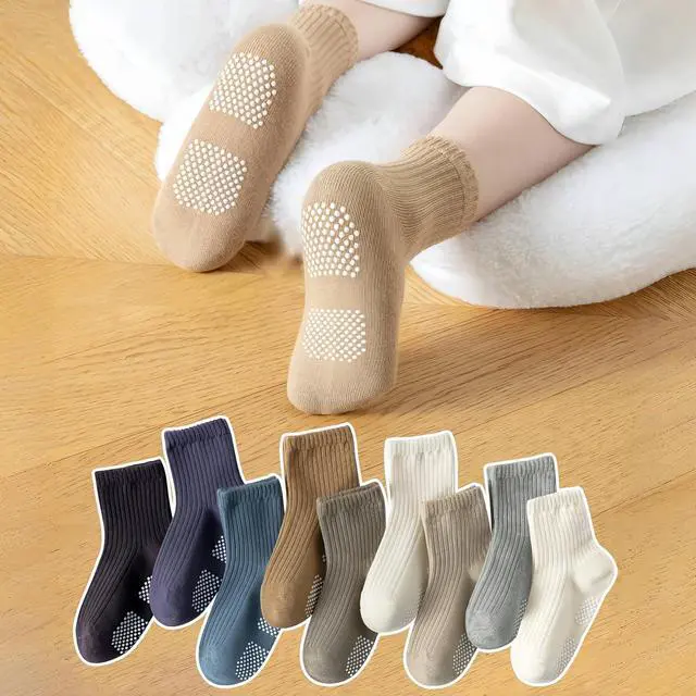 Alt view image 6 of 7 - Toddler Grip Socks Non Slip Crew Socks Socks for Baby Boys Girls | Cute Seamless Cotton Socks 9 Pairs