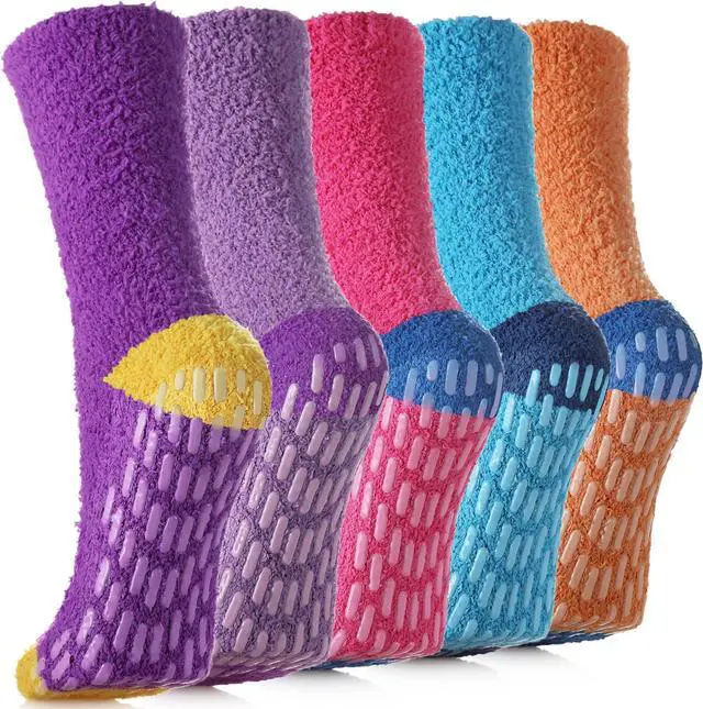 Main image of SDBING Non Slip Fuzzy Socks with Grips for Women - Hospital Slipper Socks