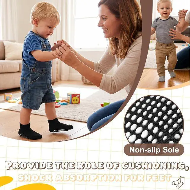 Alt view image 3 of 7 - GRPSKCOS Non Slip Toddler Socks 15 Pairs Toddler Grip Anti Skid Low Cut Socks for 1-7 Years Boys Girls