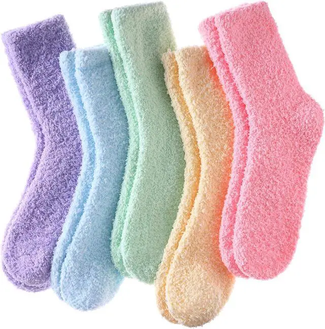 Main image of LINEMIN Womens Fuzzy Socks Cozy Fluffy Winter Warm Slipper Socks Microfiber Soft Home Sleeping Socks