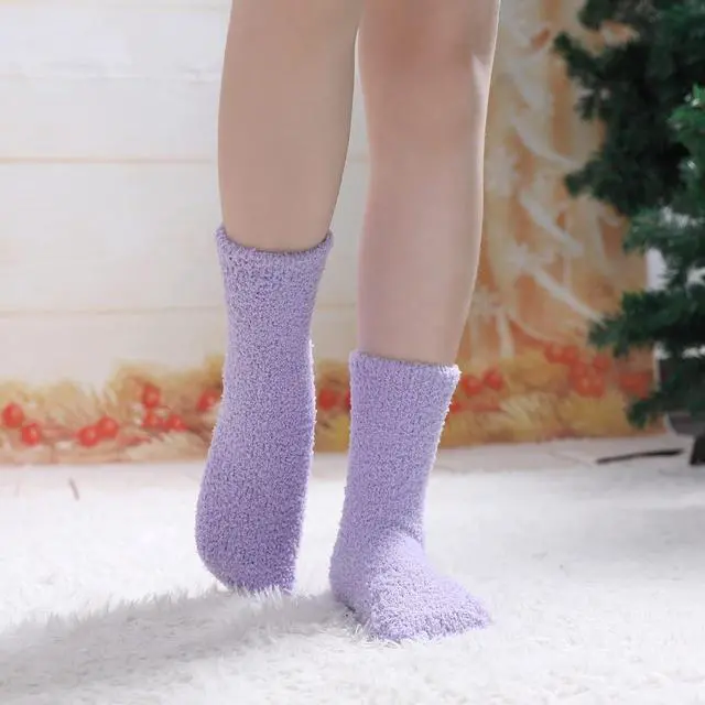 Alt view image 3 of 6 - LINEMIN Womens Fuzzy Socks Cozy Fluffy Winter Warm Slipper Socks Microfiber Soft Home Sleeping Socks