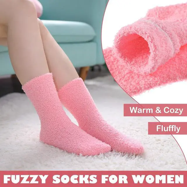 Alt view image 4 of 6 - LINEMIN Womens Fuzzy Socks Cozy Fluffy Winter Warm Slipper Socks Microfiber Soft Home Sleeping Socks