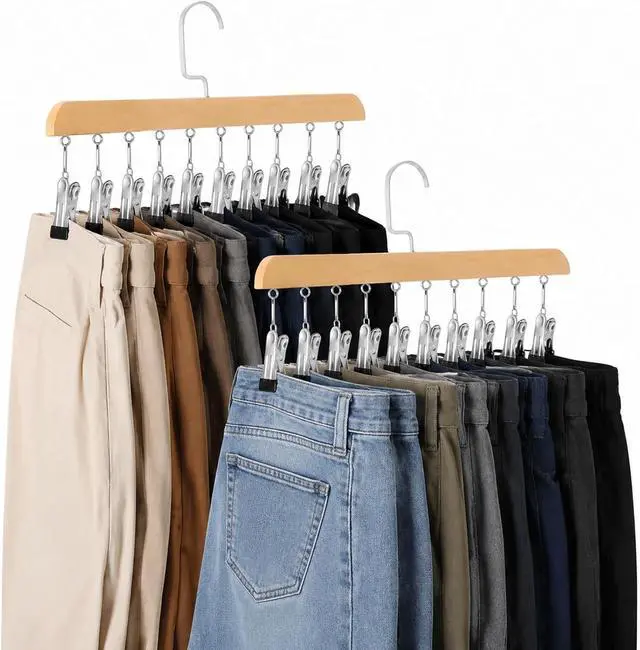 Main image of Legging Organizer for Closet, 2 Pack Yoga Pants Hangers w/10 Clips | Pants Hangers Holds 20 Leggings, Space Saving Hanging Closet Organizer College Dorm Essentials Apartment Essential