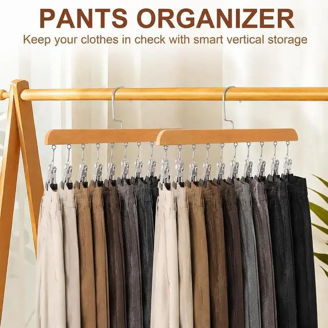 Alt view image 4 of 7 - Legging Organizer for Closet, 2 Pack Yoga Pants Hangers w/10 Clips | Pants Hangers Holds 20 Leggings, Space Saving Hanging Closet Organizer College Dorm Essentials Apartment Essential