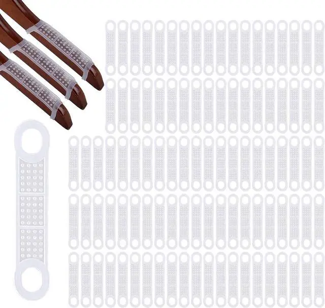 Main image of Framendino, 100 Pack Clear Non-Slip Rubber Clothes Hanger Grips Clothing Strips Hanging Accessories