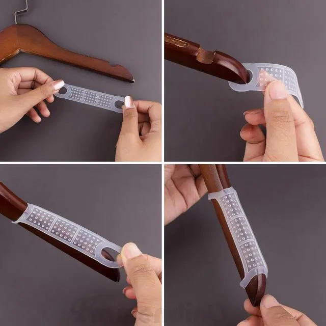 Alt view image 2 of 7 - Framendino, 100 Pack Clear Non-Slip Rubber Clothes Hanger Grips Clothing Strips Hanging Accessories
