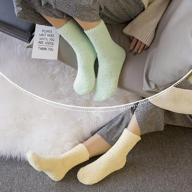 Alt view image 5 of 6 - LINEMIN Womens Fuzzy Socks Cozy Fluffy Winter Warm Slipper Socks Microfiber Soft Home Sleeping Socks