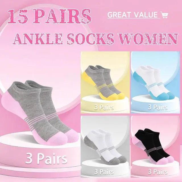 Alt view image 2 of 7 - Heatuff 15 Pairs Womens Ankle Socks Thin Low Cut Casual Socks