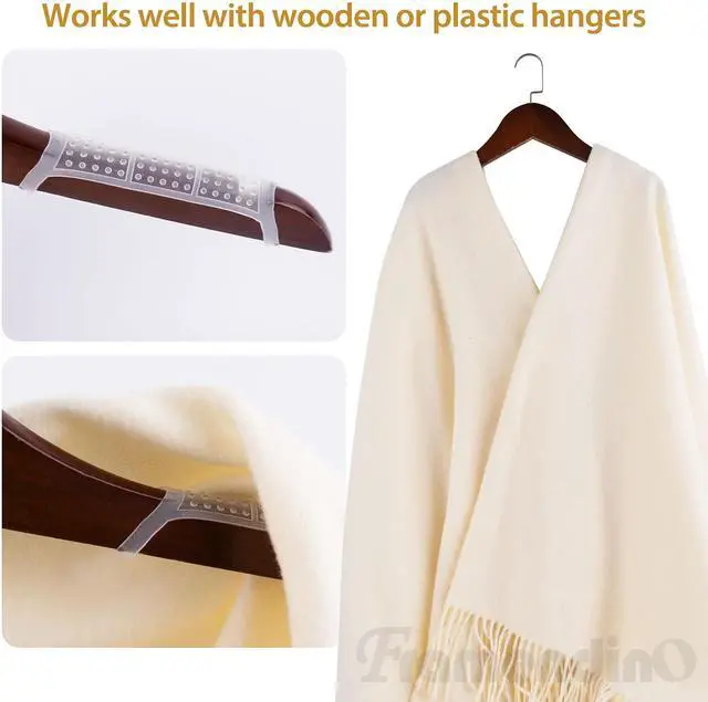 Alt view image 6 of 7 - Framendino, 100 Pack Clear Non-Slip Rubber Clothes Hanger Grips Clothing Strips Hanging Accessories