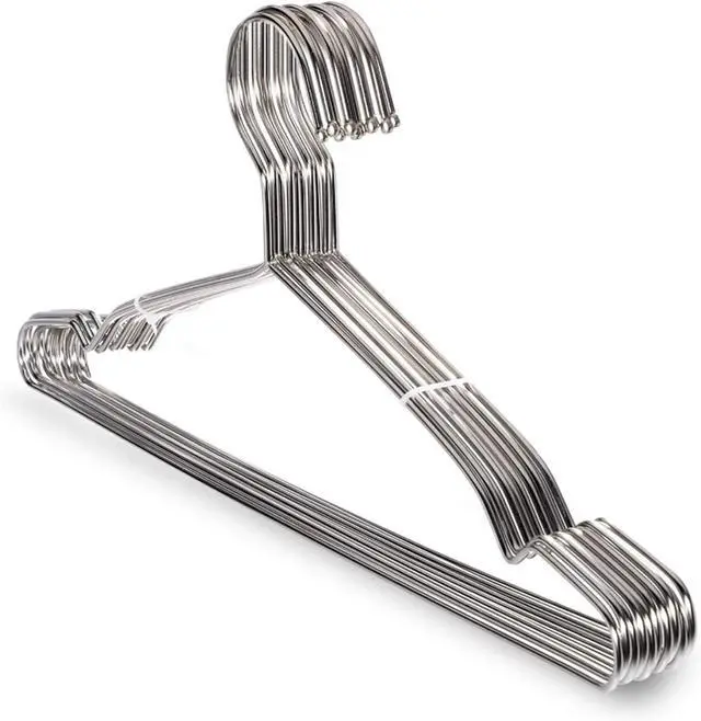 Main image of 10 Pack Stainless Steel 15.75 Inches Clothes Hangers - Strong Heavy Duty, Ultra Thin Space Saving, Durable Slim Sleek Silver