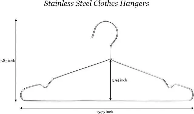 Alt view image 2 of 7 - 10 Pack Stainless Steel 15.75 Inches Clothes Hangers - Strong Heavy Duty, Ultra Thin Space Saving, Durable Slim Sleek Silver