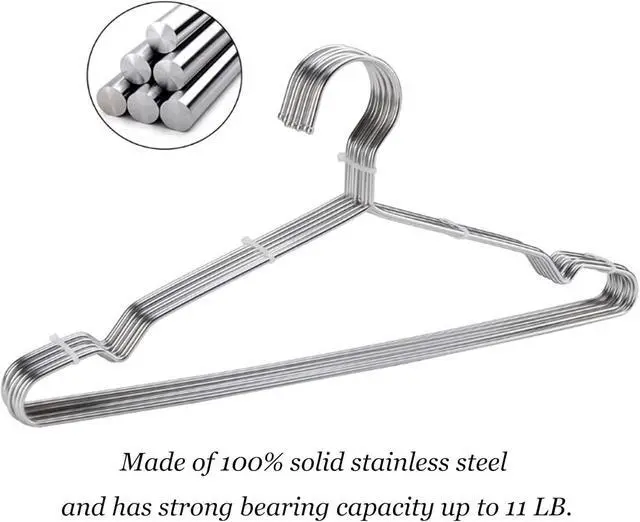 Alt view image 6 of 7 - 10 Pack Stainless Steel 15.75 Inches Clothes Hangers - Strong Heavy Duty, Ultra Thin Space Saving, Durable Slim Sleek Silver