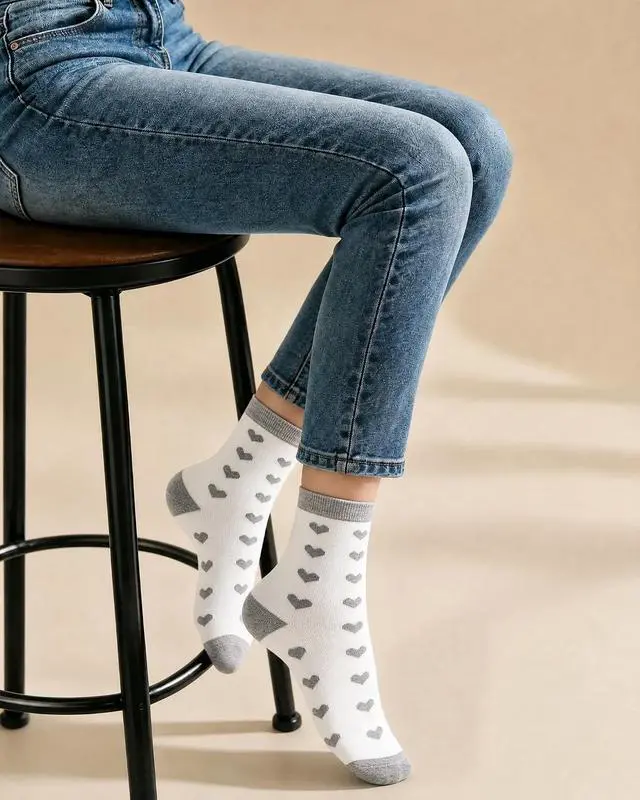 Alt view image 2 of 6 - 6 Pairs Crew Socks for Women, Soft Cute Funny Cotton Socks | Gentle Blend Fabric, Elastic Cuff, Tough Stuff, Tight Weave, Modern Novelty, Playful Striped, Dot Motifs, Casual Daliy Wear