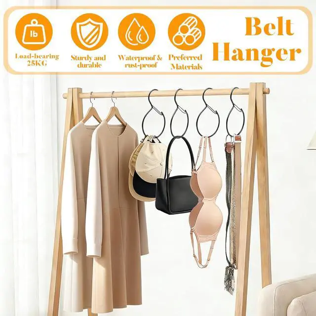 Alt view image 2 of 7 - 4 Pack Belt Hanger for Closet Rust-Proof Belt Organizer & Tie Rack, Multi-Use Hanger for Scarves, Hats, Bags & Closet Accessories, Black