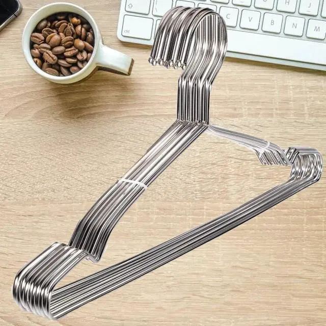 Alt view image 7 of 7 - 10 Pack Stainless Steel 15.75 Inches Clothes Hangers - Strong Heavy Duty, Ultra Thin Space Saving, Durable Slim Sleek Silver
