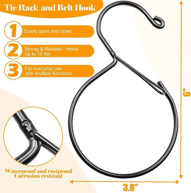 Alt view image 6 of 7 - 4 Pack Belt Hanger for Closet Rust-Proof Belt Organizer & Tie Rack, Multi-Use Hanger for Scarves, Hats, Bags & Closet Accessories, Black