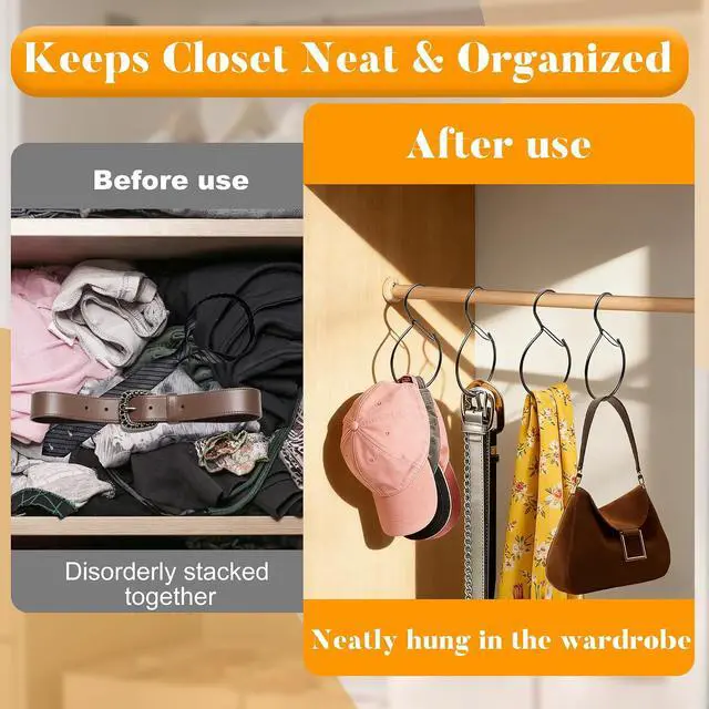 Alt view image 3 of 7 - 4 Pack Belt Hanger for Closet Rust-Proof Belt Organizer & Tie Rack, Multi-Use Hanger for Scarves, Hats, Bags & Closet Accessories, Black