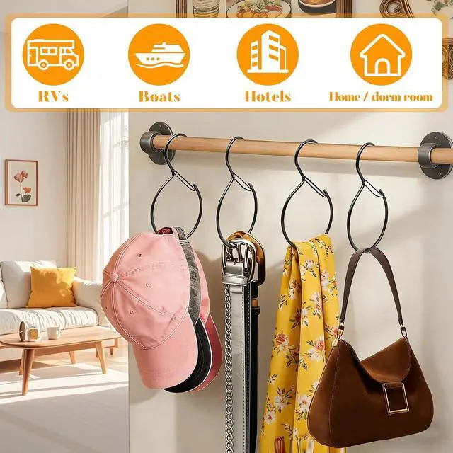 Alt view image 5 of 7 - 4 Pack Belt Hanger for Closet Rust-Proof Belt Organizer & Tie Rack, Multi-Use Hanger for Scarves, Hats, Bags & Closet Accessories, Black