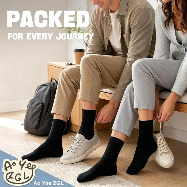 Alt view image 2 of 6 - 12 Pairs Crew Dress Socks for Men & Women,US Size 6-11 or 12-14 | Made with 65% cotton,15% polyester and 20% spandex Blend,Men's and women's dress socks for Everyday Wear and Travel Backup