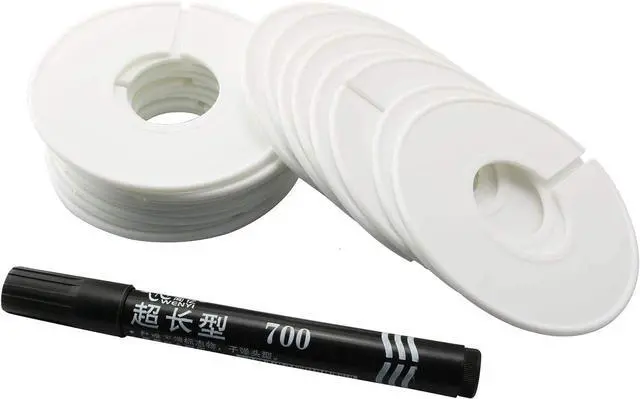 Main image of TAODAN 20PCS White Clothing Rack Size Dividers with 1pcs Black Marker Pen,Garment Tags Size Marking Ring Round Hangers Size Dividers