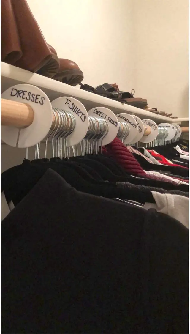 Alt view image 6 of 6 - TAODAN 20PCS White Clothing Rack Size Dividers with 1pcs Black Marker Pen,Garment Tags Size Marking Ring Round Hangers Size Dividers