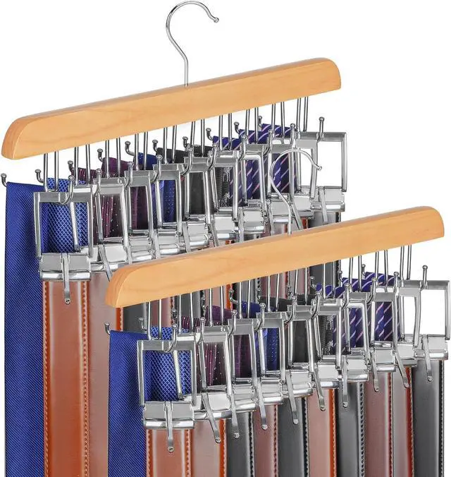 Main image of TOPIA HANGER 40 Hooks Belt Tie Hanger Space Saving for Closet, 2 IN 1 Belt Ties Racks Max 60 Belts with 60 Ties Capacity, Curved with Flat Hooks for Belts,Ties,Bras,Closet Organizers and Storage CT70N