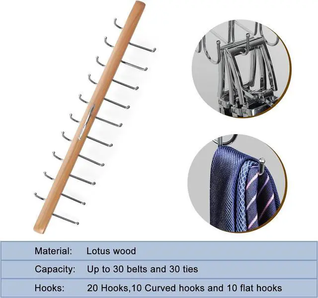 Alt view image 4 of 7 - TOPIA HANGER 40 Hooks Belt Tie Hanger Space Saving for Closet, 2 IN 1 Belt Ties Racks Max 60 Belts with 60 Ties Capacity, Curved with Flat Hooks for Belts,Ties,Bras,Closet Organizers and Storage CT70N