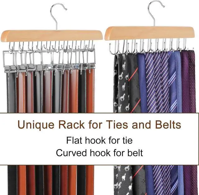 Alt view image 3 of 7 - TOPIA HANGER 40 Hooks Belt Tie Hanger Space Saving for Closet, 2 IN 1 Belt Ties Racks Max 60 Belts with 60 Ties Capacity, Curved with Flat Hooks for Belts,Ties,Bras,Closet Organizers and Storage CT70N