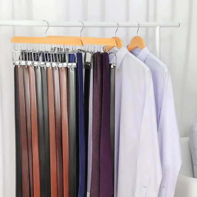 Alt view image 6 of 7 - TOPIA HANGER 40 Hooks Belt Tie Hanger Space Saving for Closet, 2 IN 1 Belt Ties Racks Max 60 Belts with 60 Ties Capacity, Curved with Flat Hooks for Belts,Ties,Bras,Closet Organizers and Storage CT70N