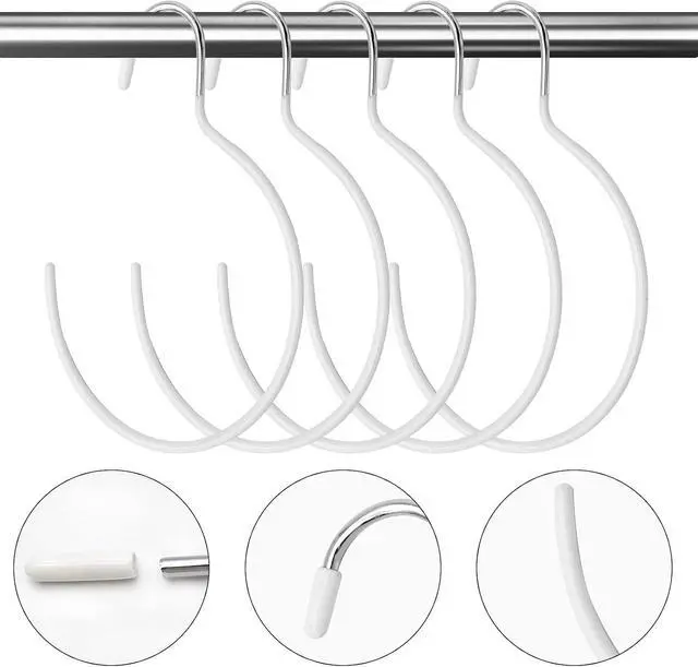 Alt view image 3 of 7 - 5 Pieces Non-Slip Tie Hanging Hooks Scarf Ring Hanger Belt Organizer Closet Accessories Organizer for Ties Scarves Belts and Jewelry (White)