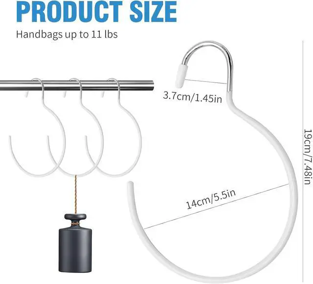 Alt view image 2 of 7 - 5 Pieces Non-Slip Tie Hanging Hooks Scarf Ring Hanger Belt Organizer Closet Accessories Organizer for Ties Scarves Belts and Jewelry (White)