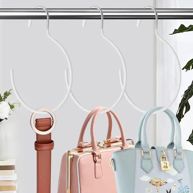 Alt view image 6 of 7 - 5 Pieces Non-Slip Tie Hanging Hooks Scarf Ring Hanger Belt Organizer Closet Accessories Organizer for Ties Scarves Belts and Jewelry (White)
