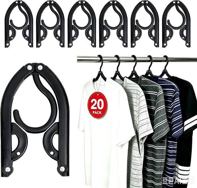 Main image of 20PCS Portable Foldable Plastic Cruise Travel Clothes Hangers Black | Compact Lightweight Travel Must Haves, Fits Suitcase Shirts Skirts, Ideal for Cruise Ship, Airplane, RV Camping Vacation
