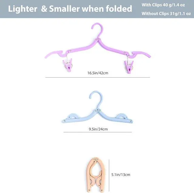 Alt view image 2 of 7 - Travel Hangers, Cruise Ship Essentials Travel Essentials, Portable Cruises Must Haves 2026, Folding Hangers for Suitcase, RV Camping Airplane Europe Vacation Essential (10, Mixed)
