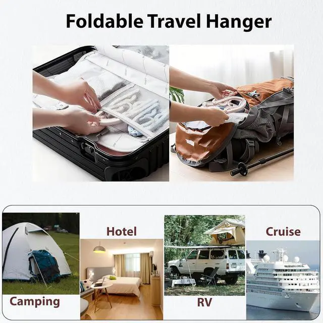 Alt view image 3 of 7 - Travel Hangers, Cruise Ship Essentials Travel Essentials, Portable Cruises Must Haves 2026, Folding Hangers for Suitcase, RV Camping Airplane Europe Vacation Essential (10, Mixed)