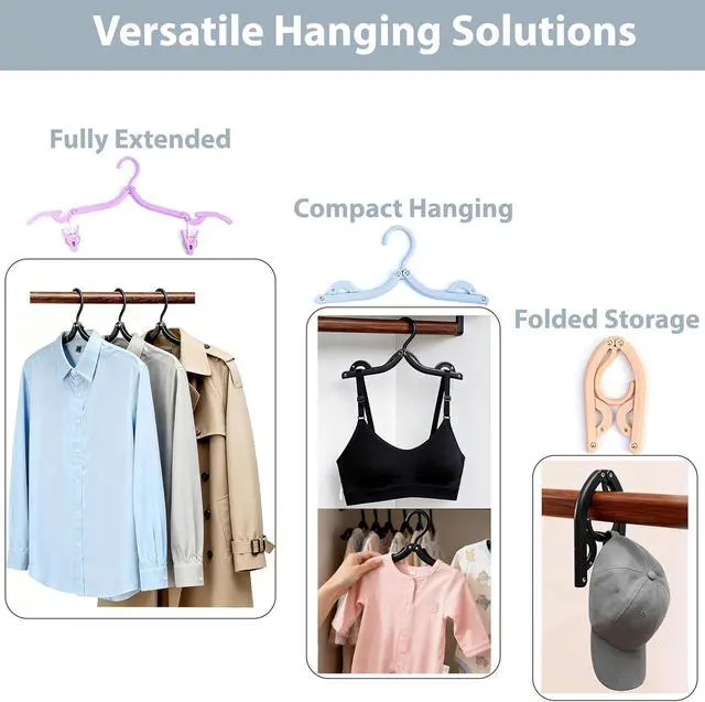 Alt view image 4 of 7 - Travel Hangers, Cruise Ship Essentials Travel Essentials, Portable Cruises Must Haves 2026, Folding Hangers for Suitcase, RV Camping Airplane Europe Vacation Essential (10, Mixed)